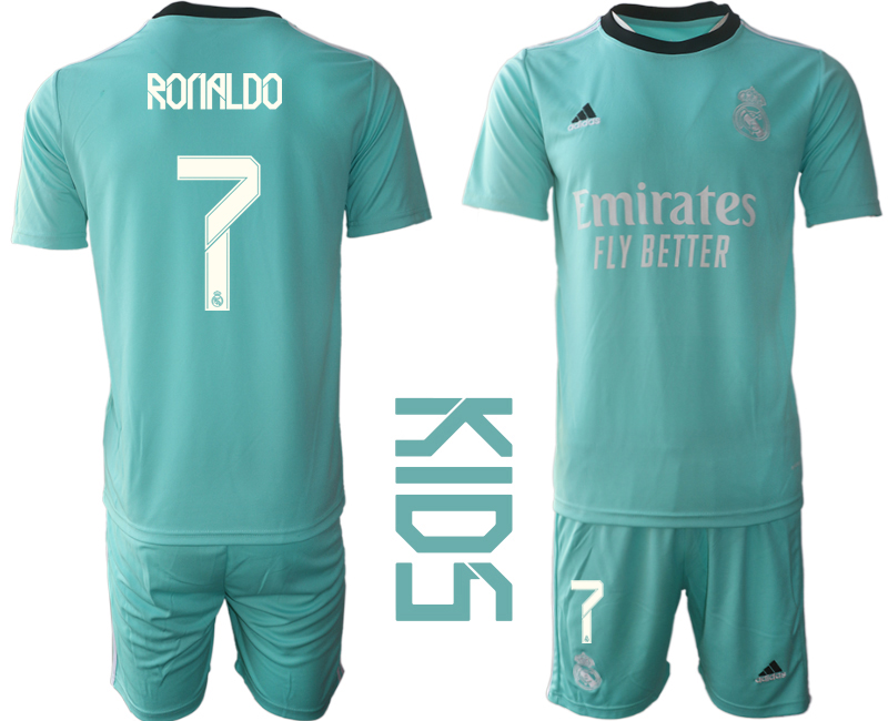 Youth 2021-2022 Club Real Madrid Second away blue #7 Soccer Jersey